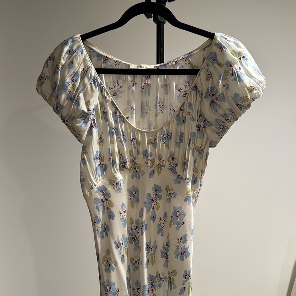 Doen Cream Maxi Dress with Blue Floral Print